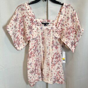 Zac Rachel Milkmaid Top Medium Floral Square Neck Lace Boho Coquette NWT 18691